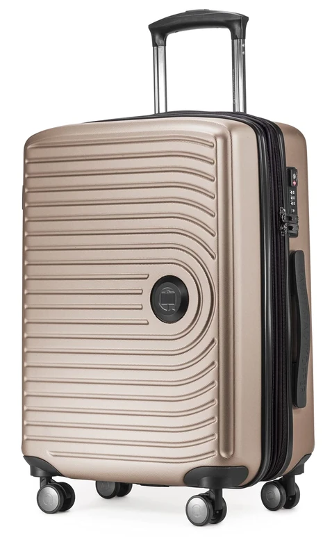 Hauptstadtkoffer - MITTE - Hand Luggage 55x40x23 cm, Cabin Trolley with Extension, TSA, 4 Double Wheels, 55 cm, 55 liters, Champagne
