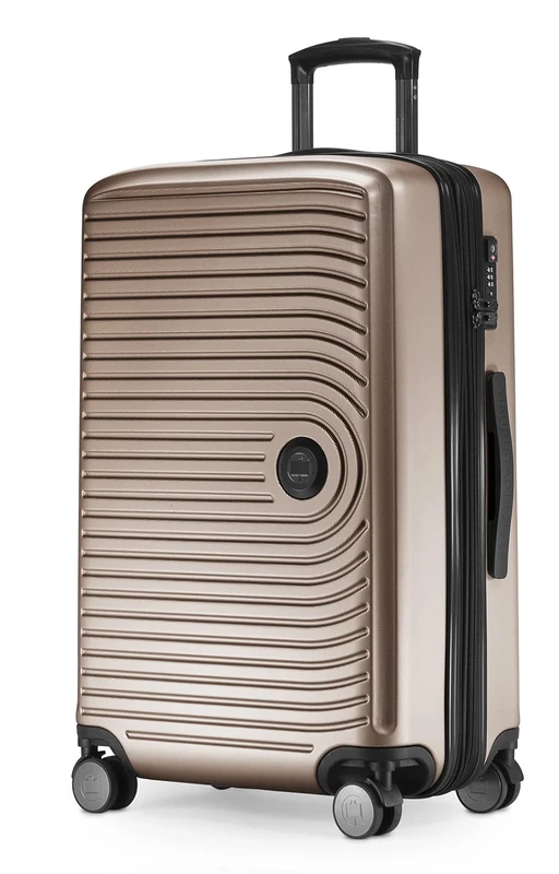 HAUPTSTADTKOFFER Mitte - Medium-Sized Hard-Shell Suitcase, TSA, 4 Wheels, Check-In Luggage with 8 cm Volume Expansion, 68 cm, 88 L, Champagne