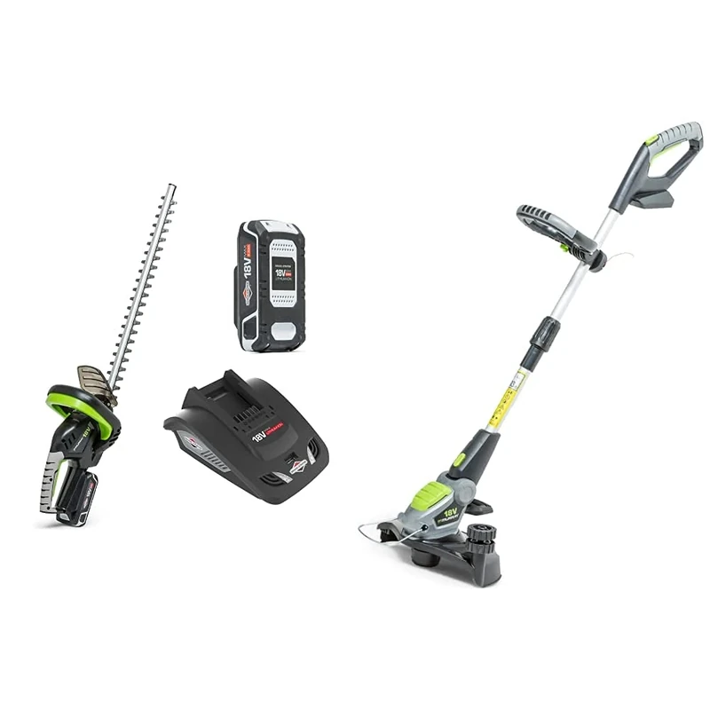 Murray 1697118 18V Lithium-Ion Hedge Trimmer Kit IQ18HTK, 51 cm Blade & 883267 18V Lithium-Ion Grass Trimmer Body IQ18GT, 30cm Cutting Width, 5 Years Warranty, 18 V, Grey/Green