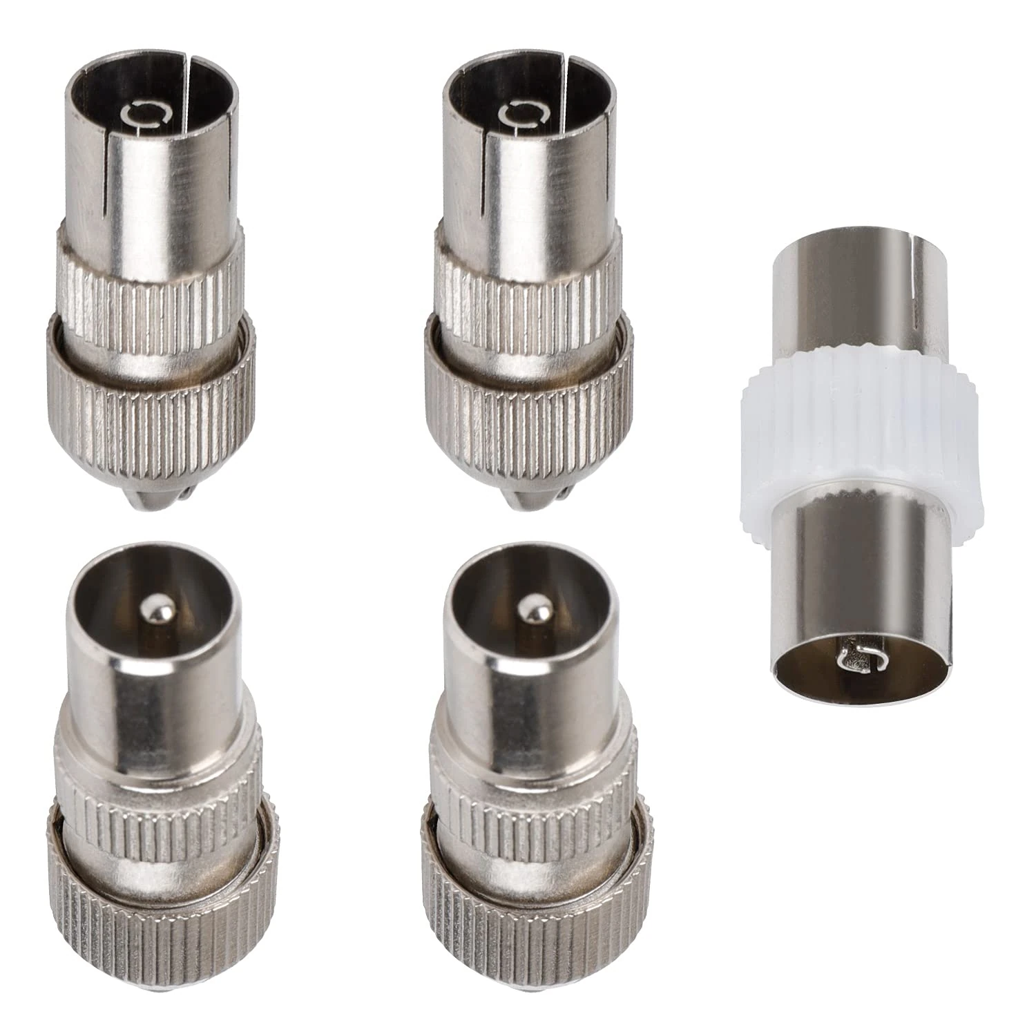 huishi 5 PCS aerial connectors，2x Female & 2x Male TV Aerial Coaxial Cable Connectors Adaptor,F Connector Adaptor, Coaxial Connector Coax RF Cable Aerial Plug