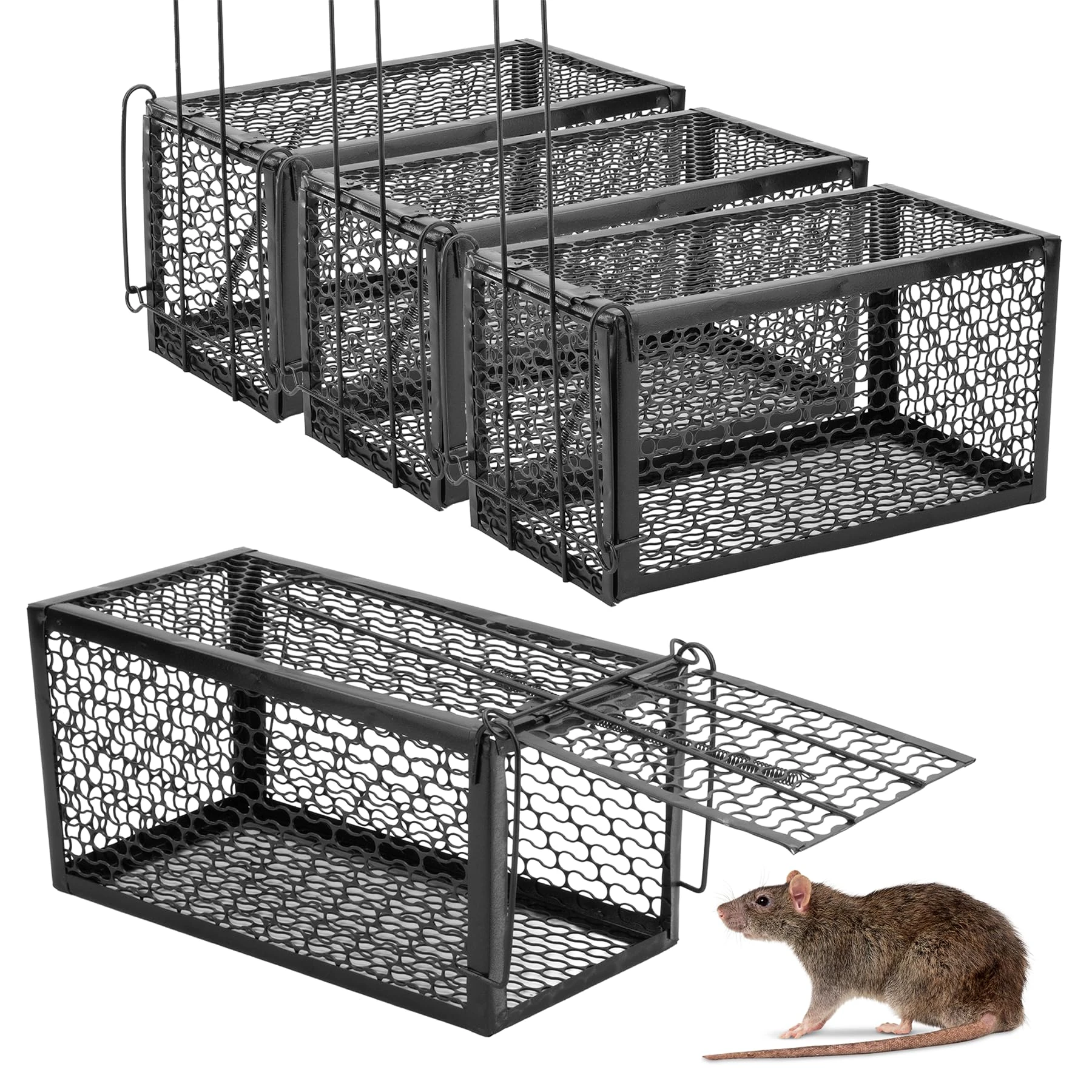 4 Pack KCT Humane Rat Trap Cage No Kill Bait Rodent Mouse Catcher Indoor Outdoor No Harm Safe Catch