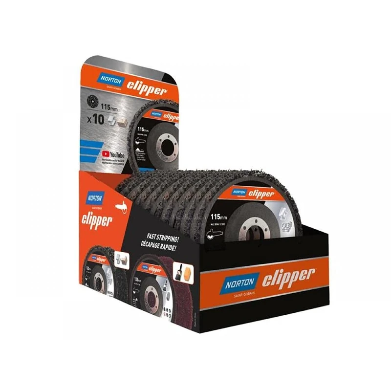 Norton Clipper 115mm Rapid Strip Metal Disc Counter Display of 10