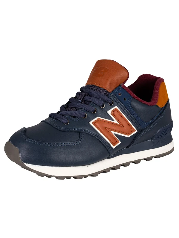 New Balance Men's 574 Shoes, NB Navy/Classic Burgundy, 6.5/M