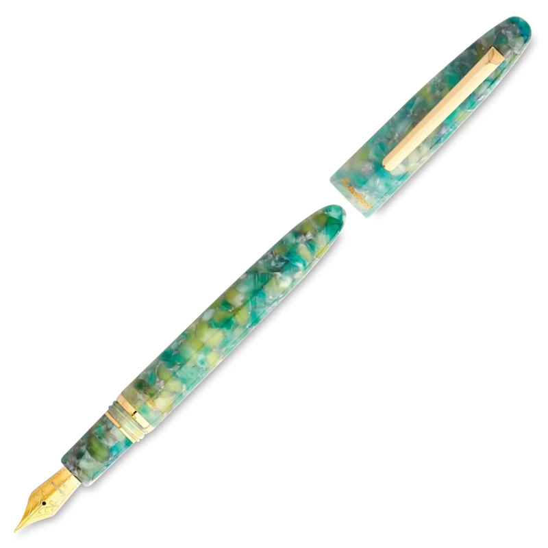 Esterbrook Estie Sea Glass Series Fountain Pen Made of Acrylic Marble Green Gold Nib Fine Line Width ESG816-F Fine