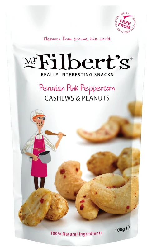 Mr Filbert's Peruvian Pink Peppercorn Cashews & Peanuts, 12 x 100g