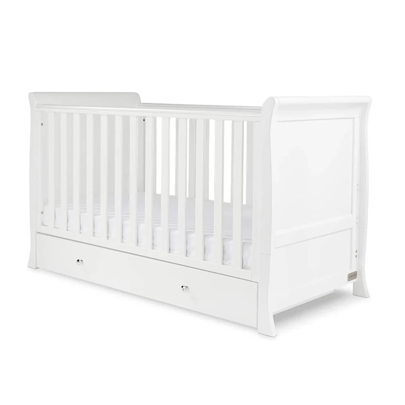 Ickle Bubba Snowdon Classic Cot Bed with Underbed Drawer Storage – Converts from Cot to Toddler Bed, 3 Height Positions, Teething Rails, Suitable from Birth to 4 Years