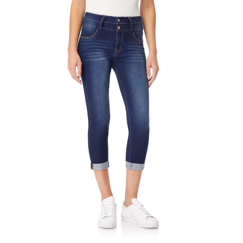 WallFlower Women's Juniors Instasoft High-Rise Sassy Fit Skinny Stretch Crop Jeans (Standard and Plus), Riverton, 15
