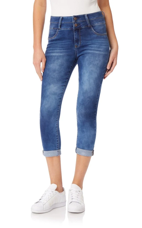 WallFlower Women's Sassy Crop High-Rise Insta Soft Juniors (Standard and Plus) Jeans, Kelly, 15