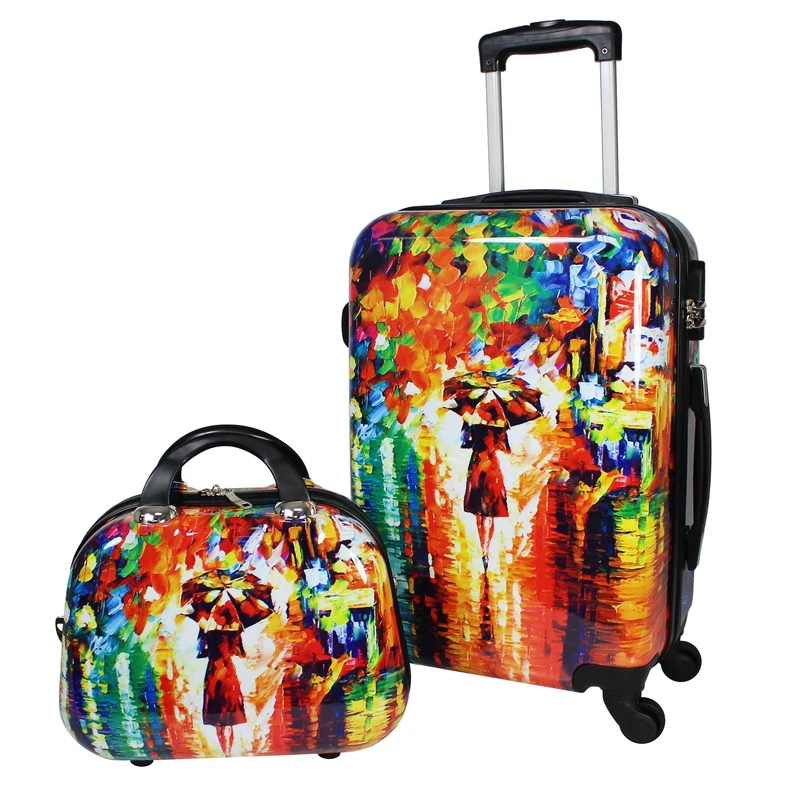 World Traveler Paris Nights Hardside 2-Piece Carry-on Spinner Luggage Set, Multicolor, One Size, Multicolor, One Size, Paris Nights Hardside 2-Piece Carry-on Spinner Luggage Set