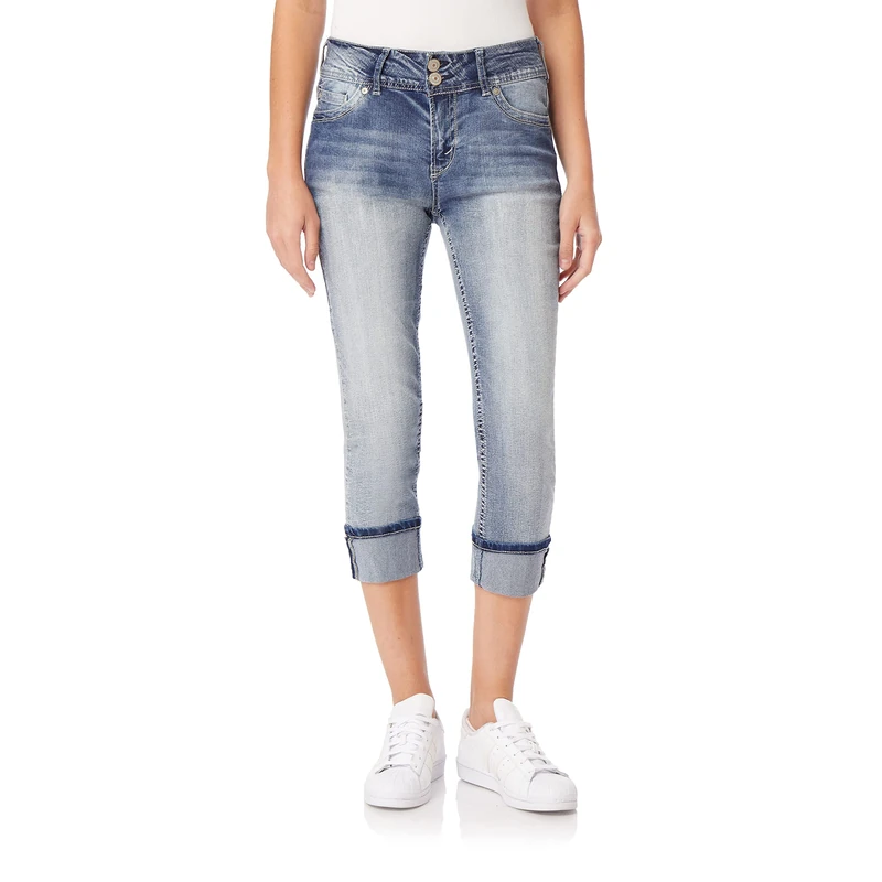 WallFlower Women's Luscious Curvy 23.5'' Crop Mid-Rise Insta Stretch Juniors (Standard and Plus) Jeans, Camille, 20