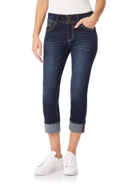 WallFlower Women's Luscious Curvy 23.5'' Crop Mid-Rise Insta Stretch Juniors (Standard and Plus) Jeans, Betsy, 18