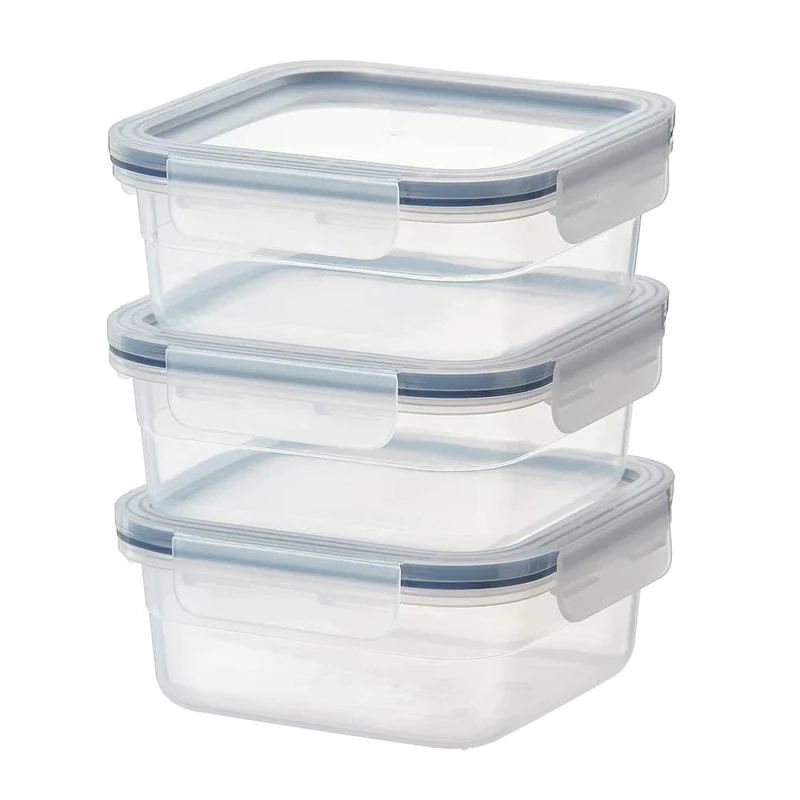 Ikea Tssp Food Container, Square/Plastic750 Ml (25 Oz)(Pack Of 3),Clear