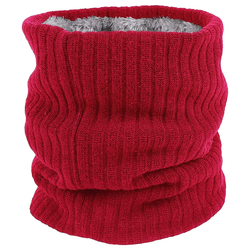 ehsbuy Fleece Neck Warmer Thermal Snoods Unisex Thick Winter Cold Weather Knitted Circle Scarf for Cycling Motocycle Sports (Red)
