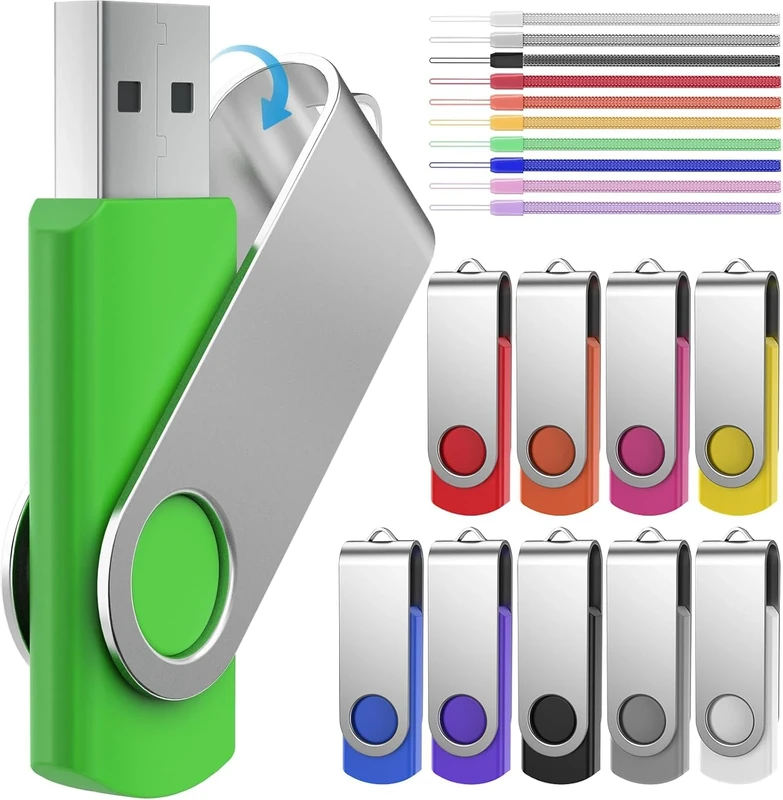 FEBNISCTE USB Stick 64GB 10 Pack USB 2.0 Flash Drive Thumb Drive Memory Sticks 64 GB for Data Storage