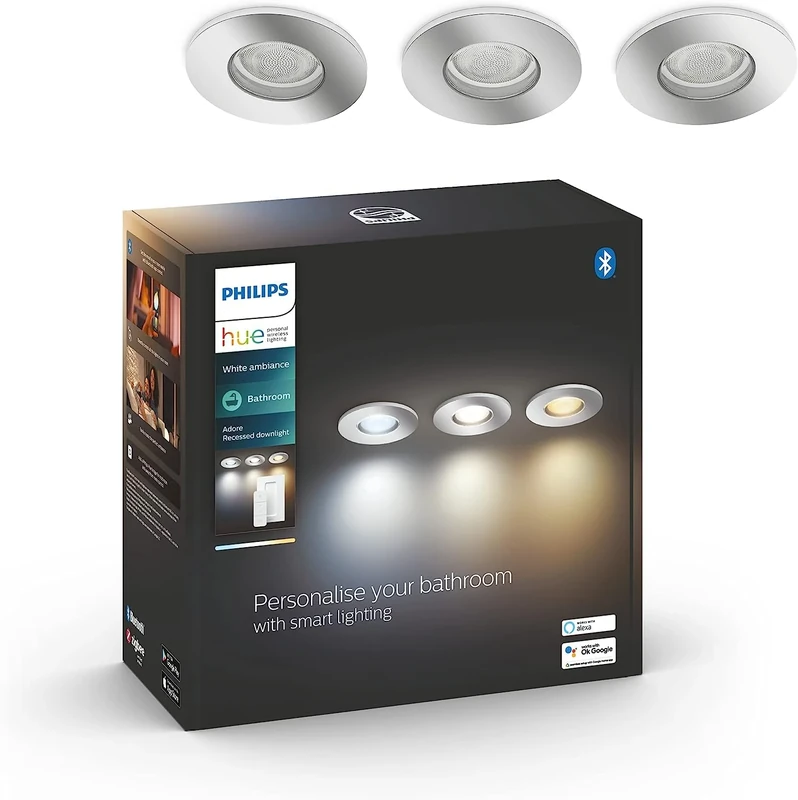 Philips Hue White Ambiance Adore recessed Spot, 3 pack, Round, Aluminium, old generation