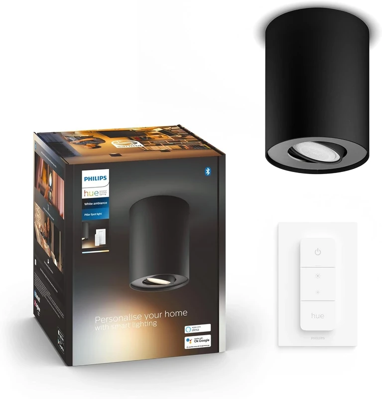 Philips Hue Buckram White Ambiance Single Spotlight Smart Led Bulb [Gu10] Black, with Bluetooth, Works with Alexa, Google Assistant and Apple Homekit