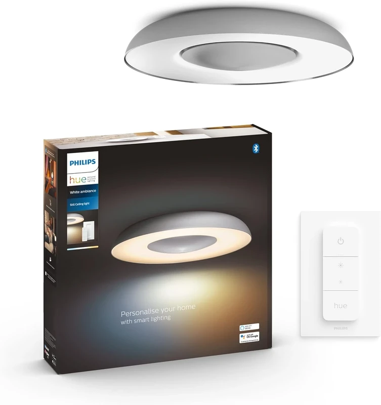 Philips Hue White Ambiance Still Smart Ceiling Light [Silver] with Bluetooth, Works with Alexa, Google Assistant and Apple Homekit