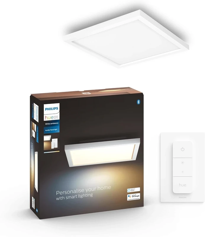 Philips Hue White Ambiance Aurelle Smart LED Panel Light Inc. Dimmer Switch [30x30cm - White] for Indoor Home Smart Lighting, Wall, Ceiling, Bedroom, Livingroom, Old Generation