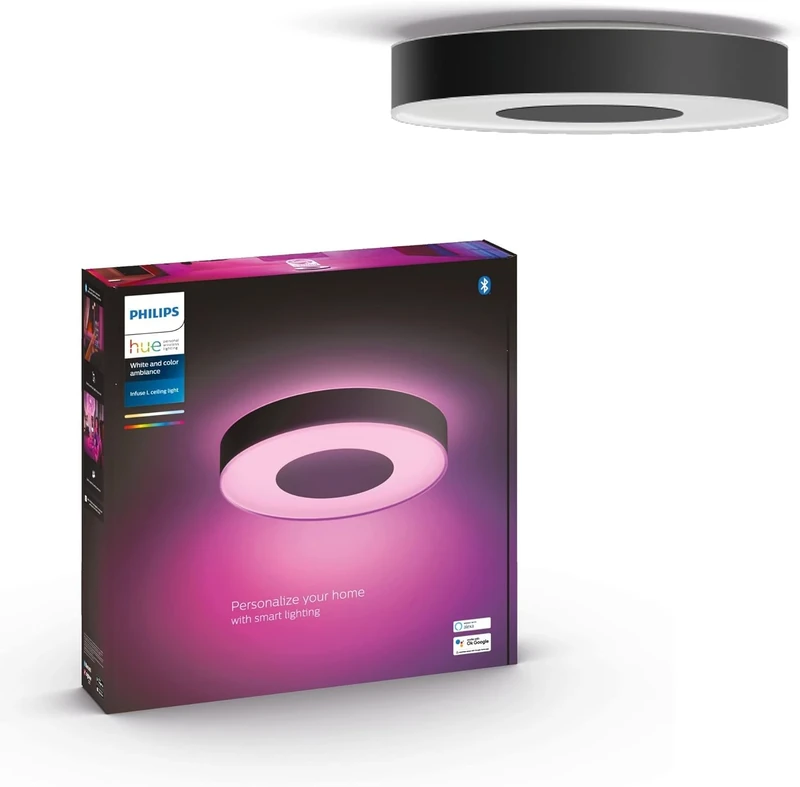 Philips Hue Infuse White and Colour Ambiance Smart Ceiling Light [Large - White] with Bluetooth, Living Room Light Works with Alexa, Google Assistant and Apple Homekit, Smart Ceiling Lamp
