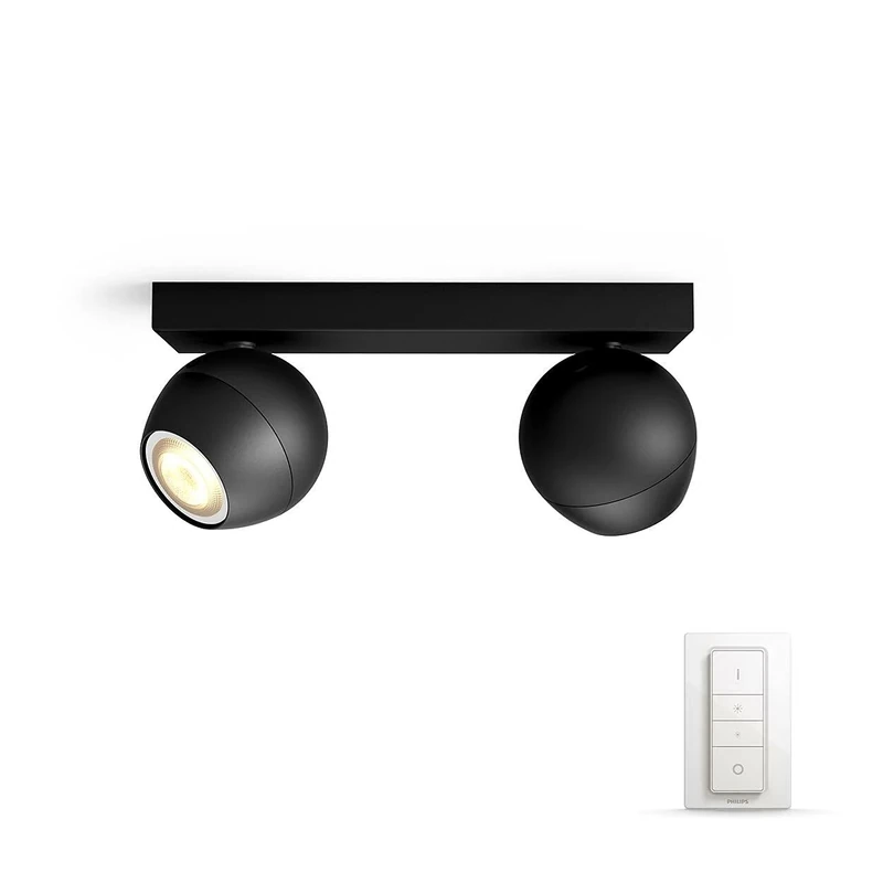 Philips Hue Buckram White Ambiance Double Spotlight Smart Led Bulb [Gu10] with Dimmer Switch with Bluetooth, Works with Alexa, Google Assistant and Apple Homekit