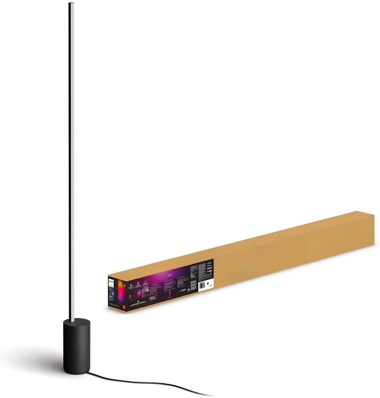 Philips Hue White and Color Ambiance, Black Sign Gradient Floor Lamp, Bluetooth Compatible, Works with Alexa, Google Assistant and Apple Homekit