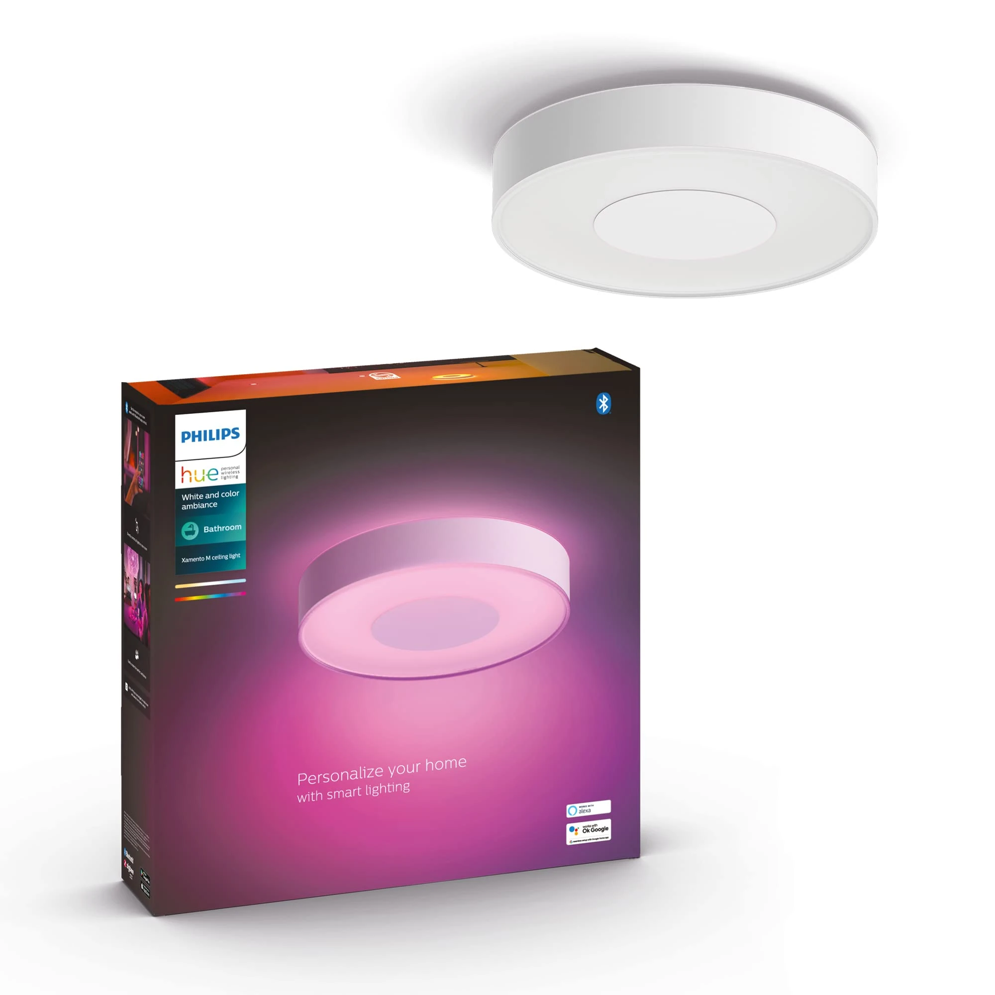 Philips Hue Xamento Colour Smart LED Ceiling Bathroom Light Medium