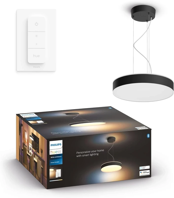 Philips Hue New Enrave White and Colour Ambiance Ceiling Pendant Smart Light [Black] Suitable for Kitchen and Dining, with Bluetooth, Works with Alexa, Google Assistant and Apple Homekit