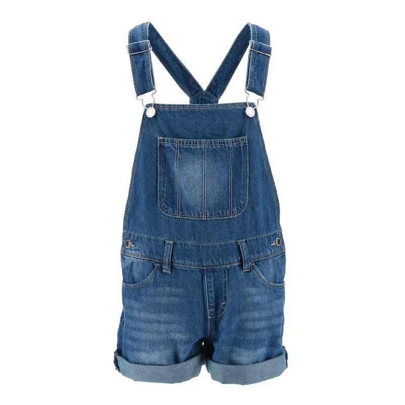 Levi's Kids Railroad Stripe Shortall Girls, DARK Blue, DENIM 16 Years