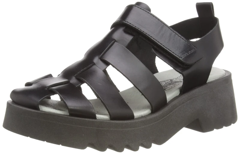 Fly London Women's Wedge Sandal, Slingback, Black, 3 UK