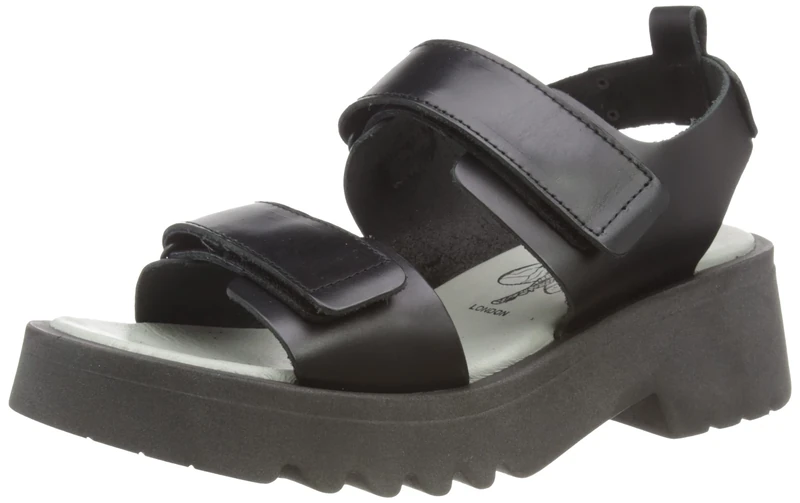 Fly London Women's MEKA857FLY Wedge Sandal,BLACK,6 UK
