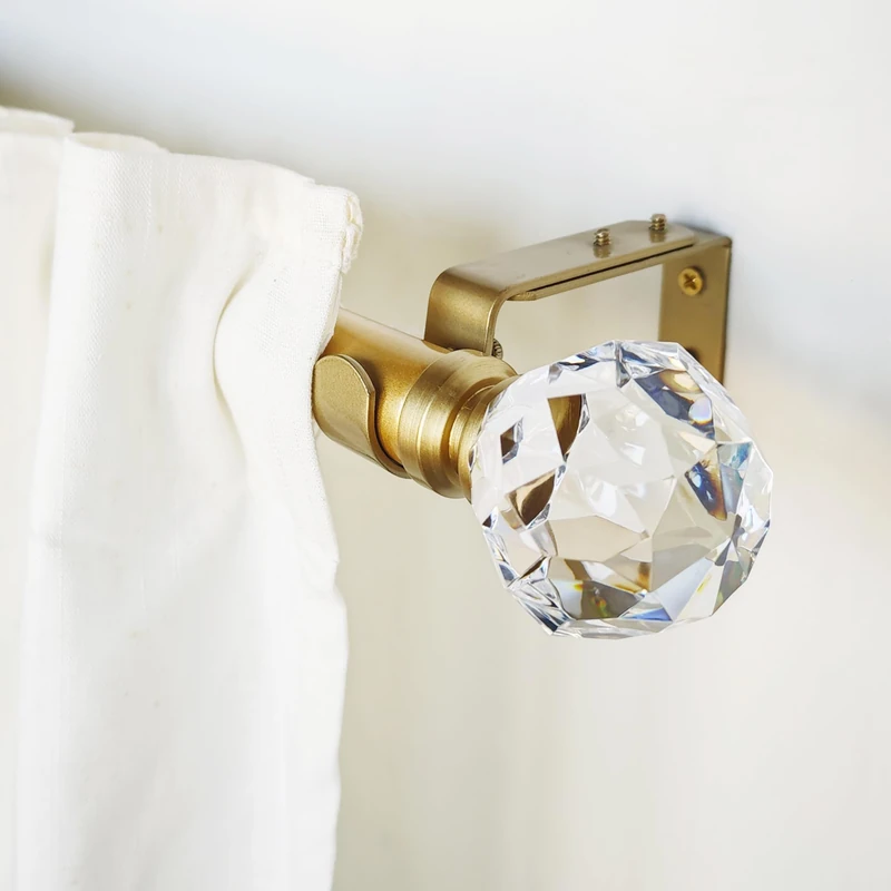 ILAISIHOME Luxury Gold Decorative Single Curtain Rod Set with Crystal-clear Faceted Finials, 72-144 mm, Standard Single Drapery Rod for 1 Pack, 1-1/8 in Diameter, Adjustable Length