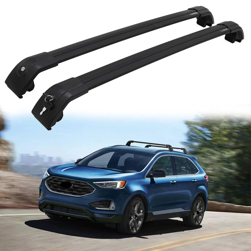 EZREXPM Roof Rack Cross Bars Fit for Ford Edge 2015-2023 Luggage Lockable Crossbars Carrier Cargo Bar (with Flush Side Rails)