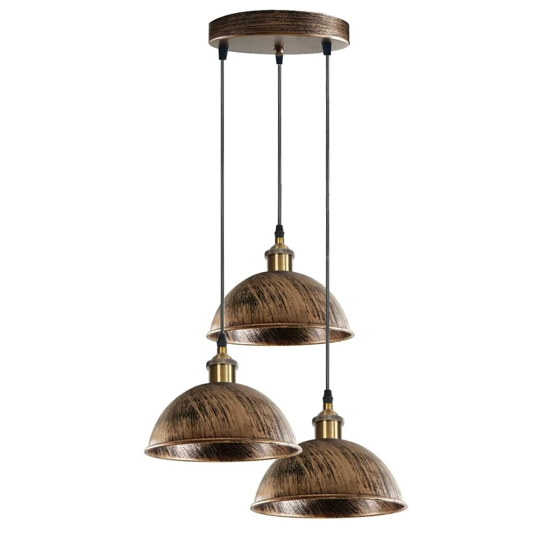 LEDSone Vintage 3 Head Dome Shape Pendant Lights Industrial Suspended Ceiling Pendant Light fixtures Adjustable Hanging Light for Restaurant and Any Other Places