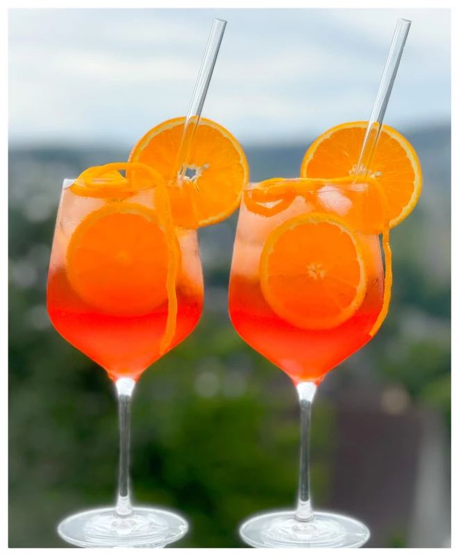 Topkapi Elite Aperol Spritz Glass Set Terrazza XL Cocktail Glasses - 6 x Lead-Free Crystal Glasses Especially for Aperol Spritz with 6 x Glass Straws, Cocktail Glass, 625 ml, Complete for 6 People