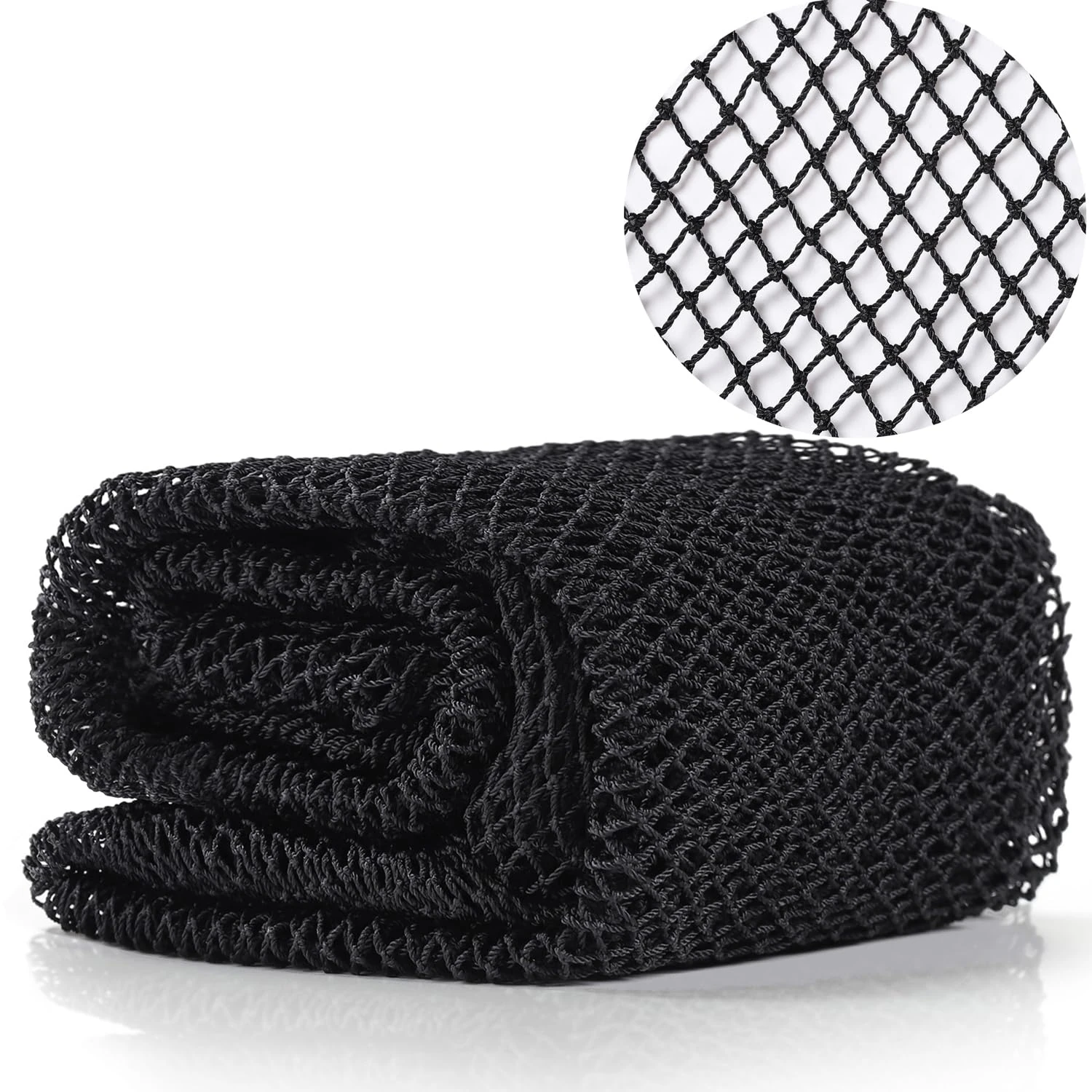 JASSINS African Net Long Bath Net Sponge, Bathing Body Exfoliating Shower Body Back Scrubber Skin Smoother,Stretch Length to 66 INCH (Black)