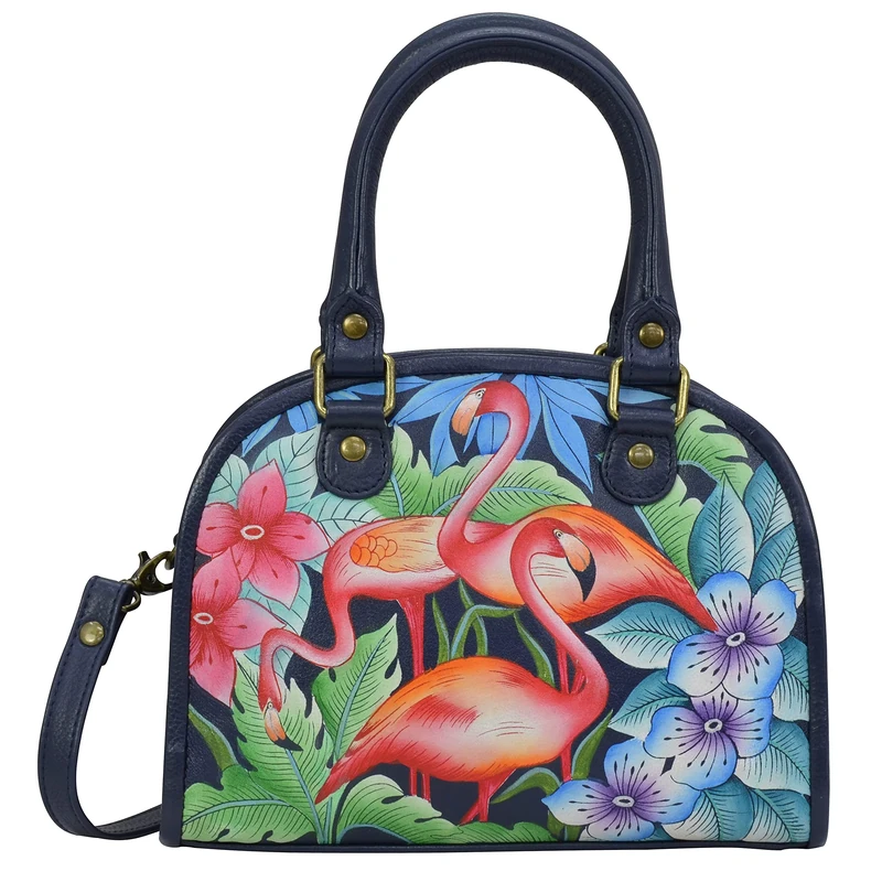Anna by Anuschka women's Convertible Satchel-Hand Painted Exterior-Flamingo Fever, OneSize