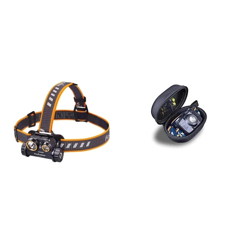 fenix HM65R Rechargeable 1400 Lumen Headlamp, Black, & APB-20 Headlamp Bag/Head Lamp Storage Box, Black,