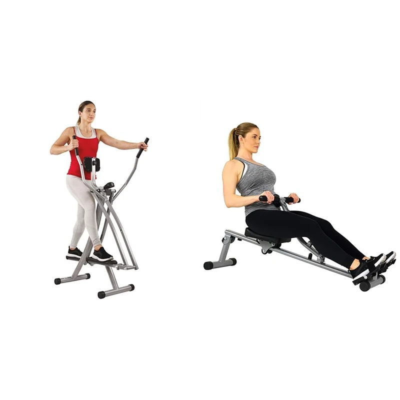 Sunny Health & Fitness SF-E902 Air Walk Trainer Elliptical Machine Glider w/LCD Monitor, 220 LB Max Weight and 76.2 CM Stride
