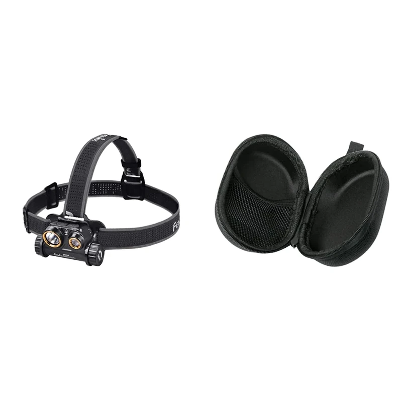 fenix HM65R ShadowMaster, Fishing, Hunting, Military Headlamp, White and Red LEDs & APB-20 Headlamp Bag/Head Lamp Storage Box, Black,
