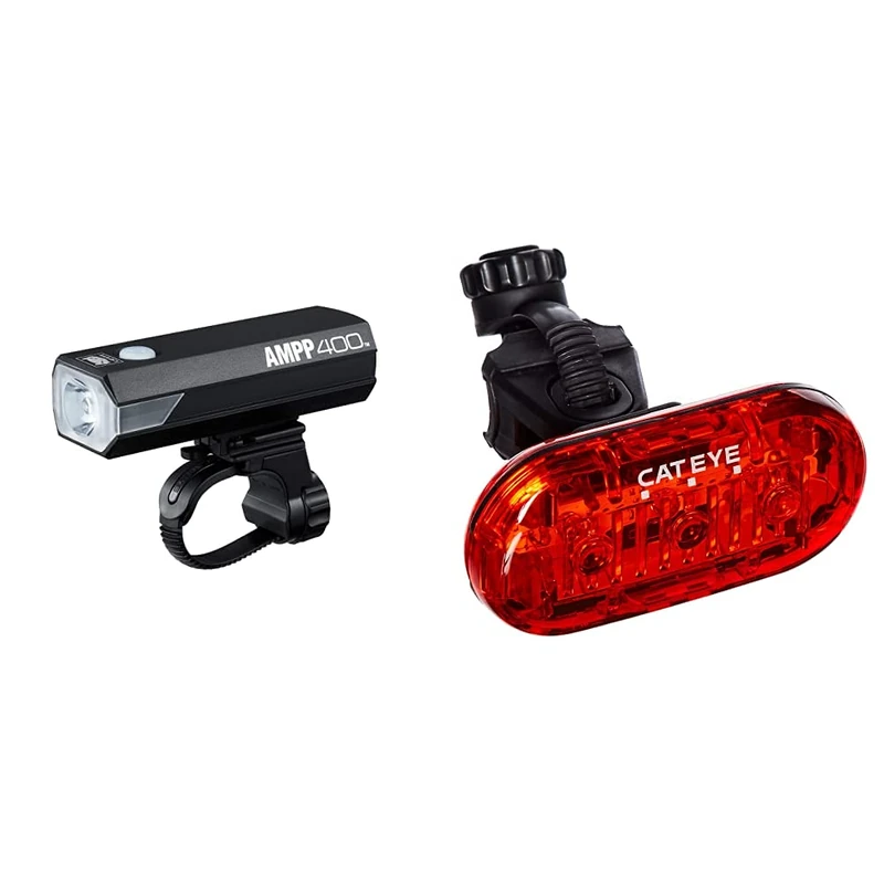CATEYE Unisex's Ampp 400 Front Bicycle Light, Black, 34 x 100 x 37 mm & Omni 3 TL-LD135 3 LED Rear Light - Black
