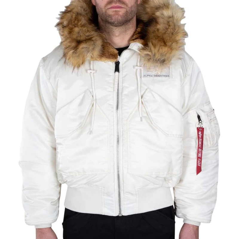 ALPHA INDUSTRIES Men's 45P Hooded Custom Jacket, jet stream white, M