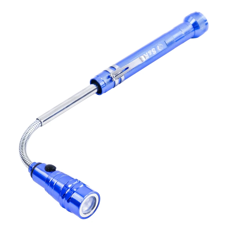 S&R Flexible Magnetic Mini LED Torch, 150-370mm – Telescopic Lightweight Flashlight for Assembly, Outdoor, Camping, Workshop