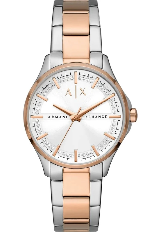 Armani Exchange Watch For Women, Quartz Movement and 36mm Case Size with Stainless steel, Leather or Silicone strap