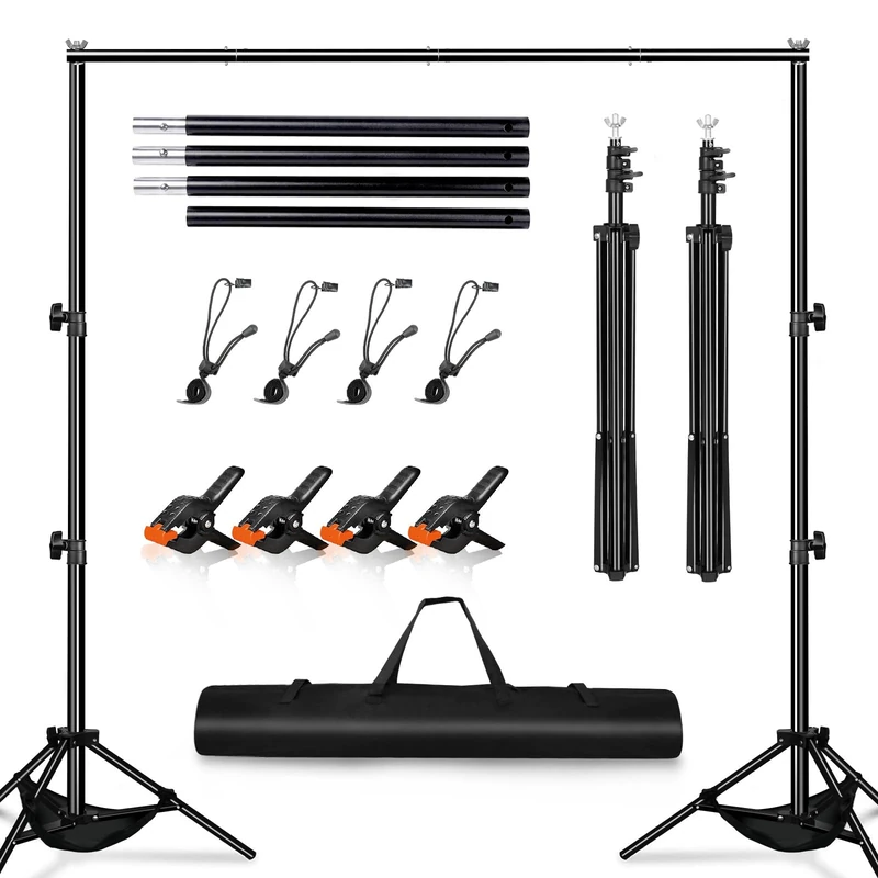 Heysliy Backdrop Stand Kit, 3m x 2m(9.8ft by 6.5ft) Photography Background Stand,Adjustable Height and Width Backdrop Stand Frame for Decoration,Photo,Party