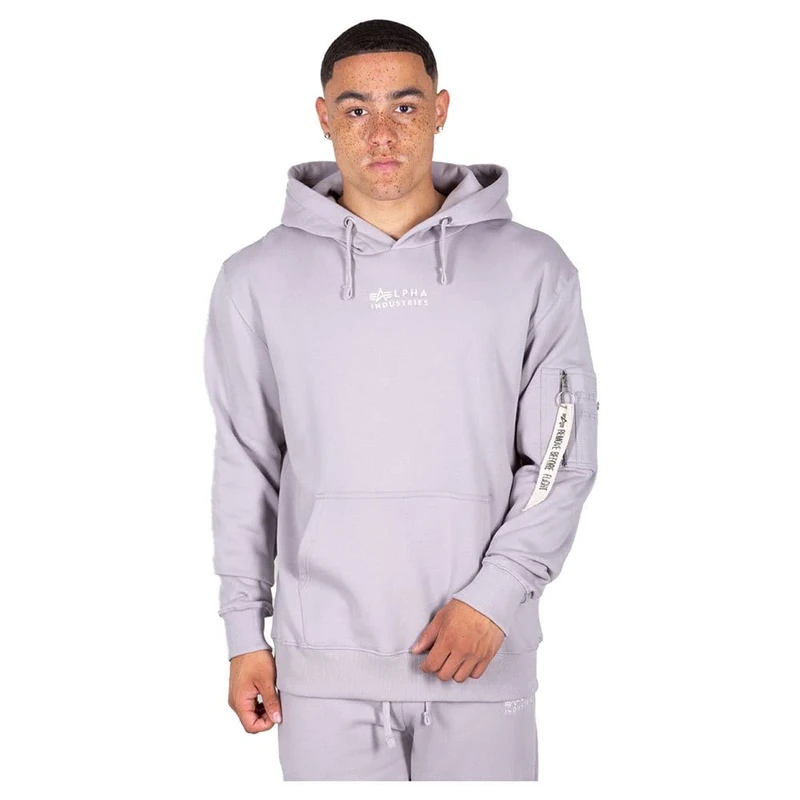 Alpha Industries Organics EMB Mens Hooded Sweat Organic Grey