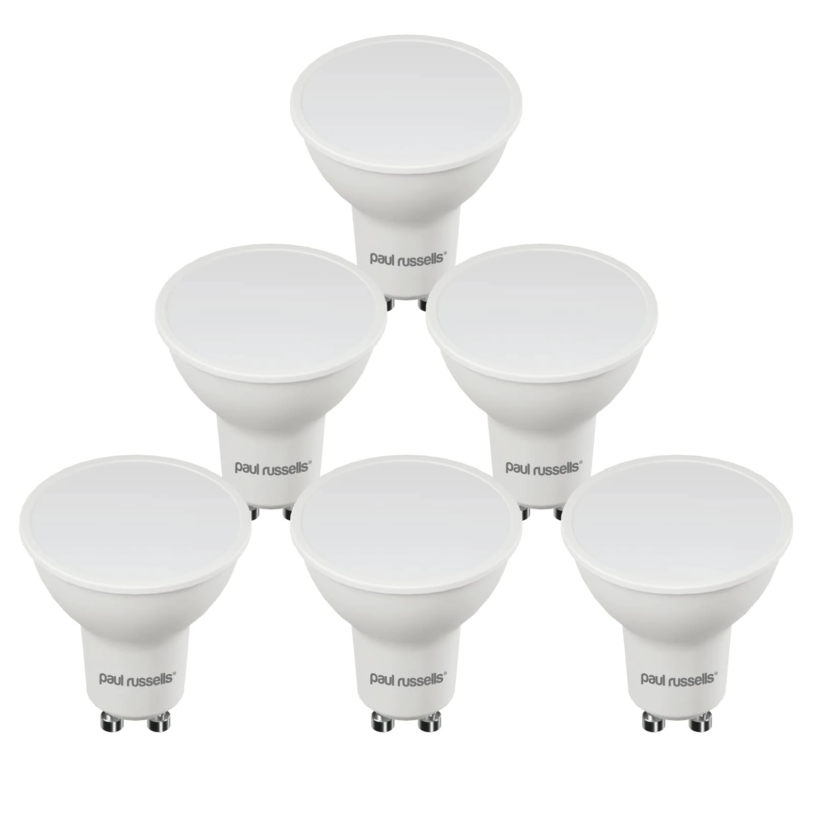 paul russells LED Bulb GU10, 320 lumens, 4W(Equivalent to 35W), Daylight White 6500K, Non Dimmable, Pack of 6