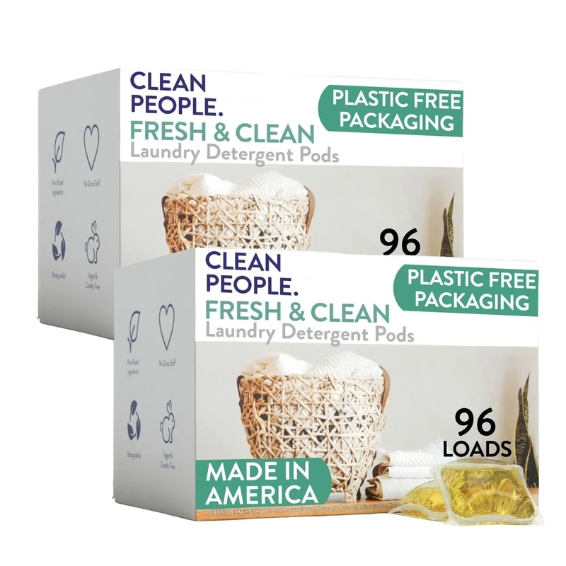 Clean People Laundry Washing Capsules - Recyclable Packaging, Hypoallergenic, Stain Fighting - Ultra Concentrated, Laundry Soap - Fresh Scent, 192 Pack