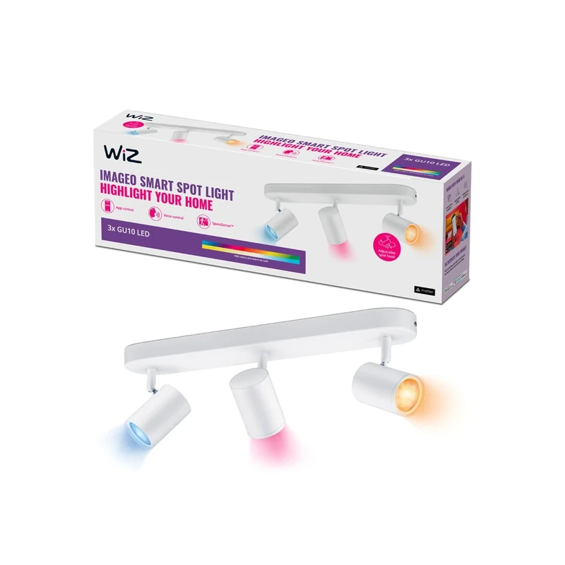 WiZ Colour Imageo Smart Connected WiFi Build on Spot Fixture Ceiling Light [3 Spots - White] 5W Each, Colour and White, App Control for Indoor Home Lighting, Livingroom, Bedroom