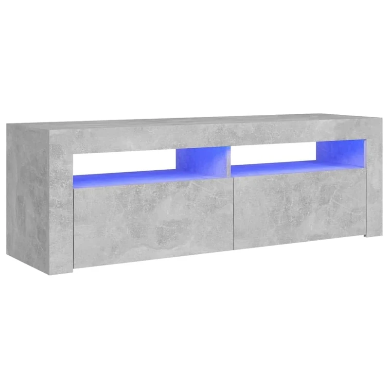 vidaXL Modern Concrete Grey TV Cabinet with LED Lights - Sturdy Engineered Wood Construction, Ample Storage, Easy to Clean - Perfect for Living room or Bedroom Placement