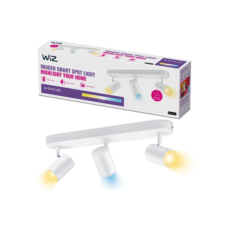 WiZ Tunable White Imageo Smart Connected WiFi Ceiling Light Spot Fixture. [3 Spot - White] App Control for Indoor Home Lighting, Livingroom and Bedroom